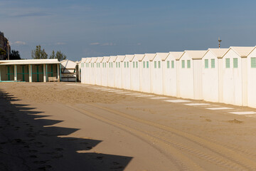 White beach Huts, Venice Lido