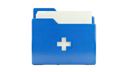 Obraz premium Blue Medical Folder with Plus Sign Icon