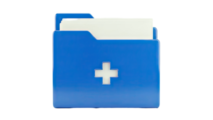 Blue Medical Folder with Plus Sign Icon