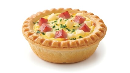 Delicious quiche Lorraine with ham and herbs in a flaky pastry crust for breakfast