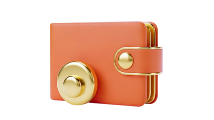 Orange Wallet Icon with Gold Accents