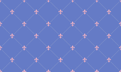 Elegant fleurdelis pattern on a soft blue background. This seamless design evokes royalty, sophistication, and timeless style, perfect for websites, invitations, or textile prints.