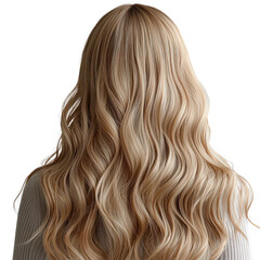 Naklejka premium Blonde wavy hair back isolated on transparent background, png