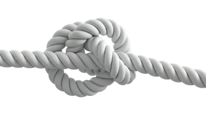 Close-up of a white rope knot on a plain background