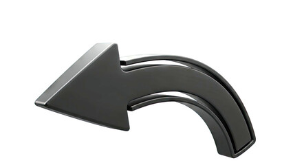 3D black curved arrow icon