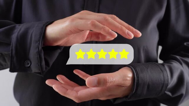A pair of hands protecting a 5-star rated animation