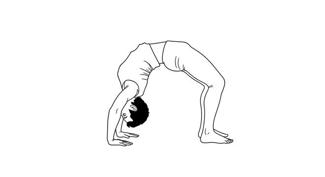 Woman Doing Backbend Yoga Pose Illustration.