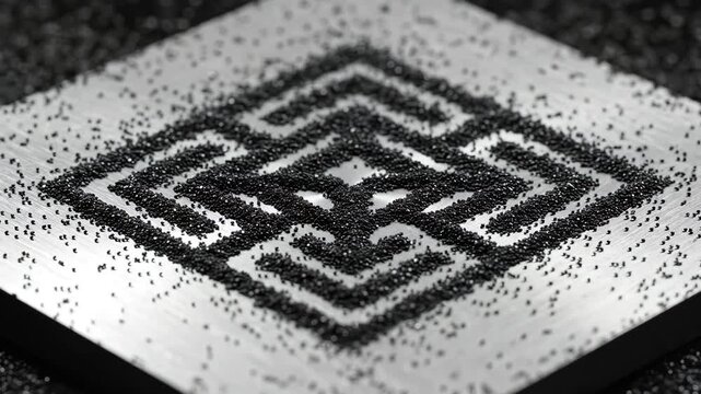 Magnetic particles forming pattern on metal surface