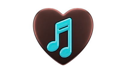 Black Heart with Blue Music Note Icon