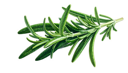 Close-up photo of fresh rosemary sprig on a black background, showcasing vibrant green needles