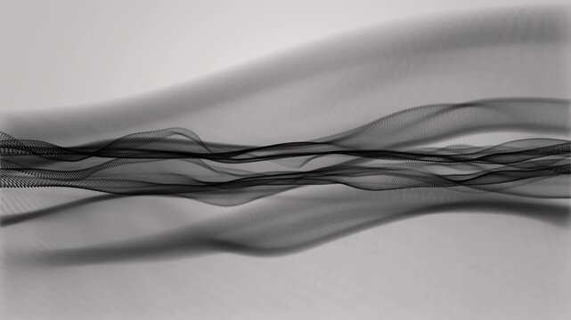 Magical video animation with particle wave object in slow motion, 4096x2304 loop 4K