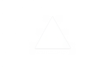 White equilateral triangle on a transparent background representing geometry, precision, and simple design