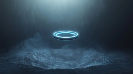 Futuristic Branding Concept Showing a Product Floating in Space on transparent background