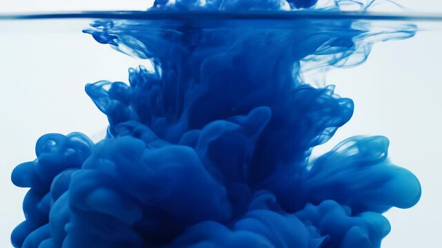 Blue ink dispersing in water