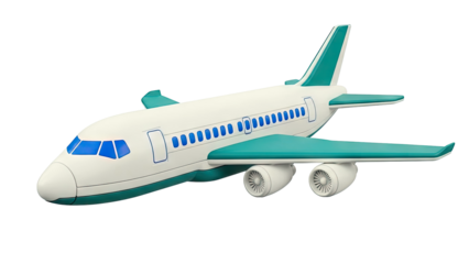 Modern White and Teal Airplane Model