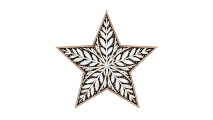 Ornate Five-Pointed Star Decoration with Leaf Pattern