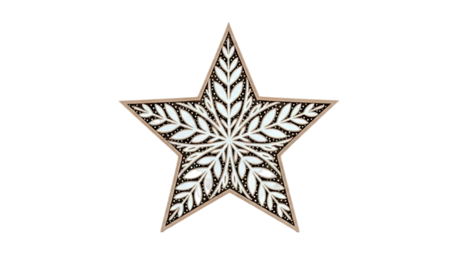 Ornate Five-Pointed Star Decoration with Leaf Pattern - Powered by Adobe