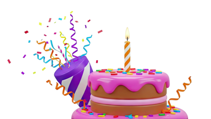 Festive Birthday Cake with Confetti and Candle