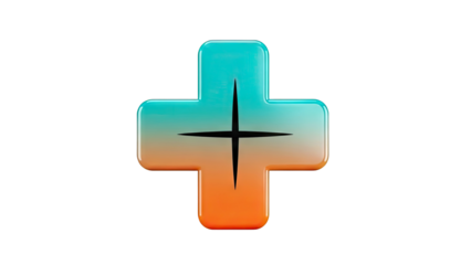 3D Gradient Plus Symbol with Black Cross Accent
