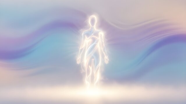 Glowing Light Human Figure, Consciousness, Mindfulness and Spiritual Awareness