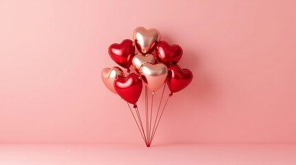 Romantic Heart Balloons Minimalist Background