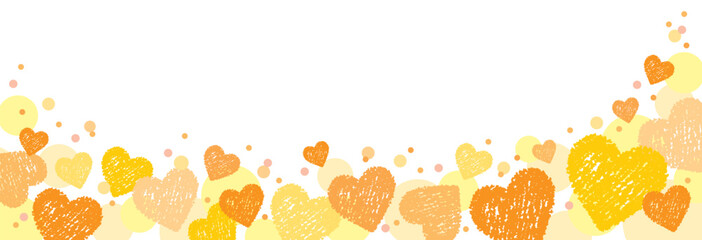 クレヨンタッチのかわいいハートの横長フレーム/イエロー