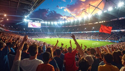 Exciting Stadium Scene - Fans Cheer During a Football Match.