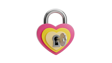 Heart-shaped padlock with key