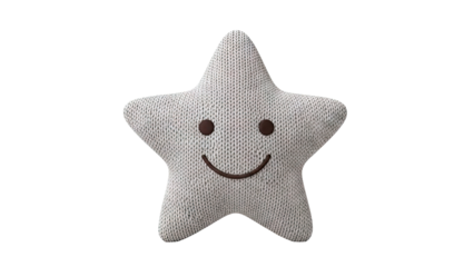 Knitted Star Pillow with Smiley Face