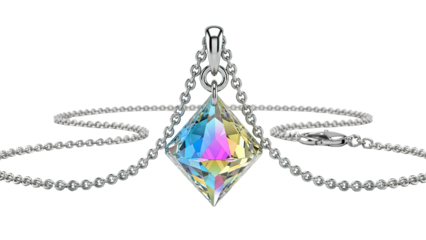 Rainbow Crystal Diamond Pendant Necklace