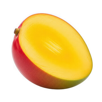 Ripe mango half cut open isolated on transparent background