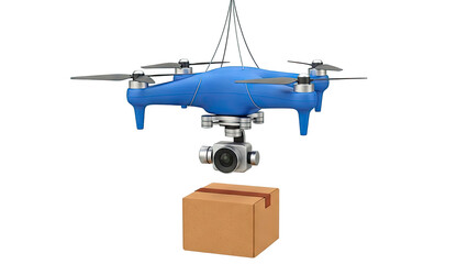 Blue Drone Delivering a Package