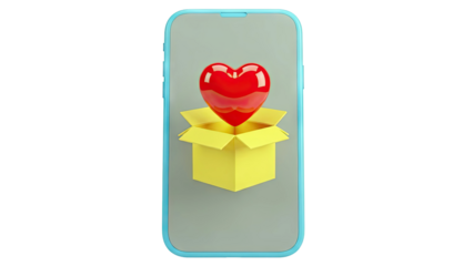 Smartphone with Heart and Gift Box