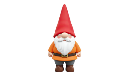 Cute Garden Gnome with Red Hat and White Beard
