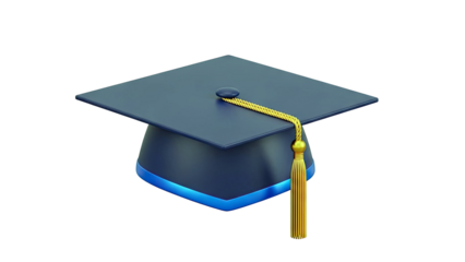 Dark Blue Graduation Cap with Gold Tassel