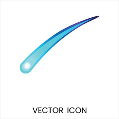 Blue Comet Streaking Across White Background, Flat Design Vector Illustration