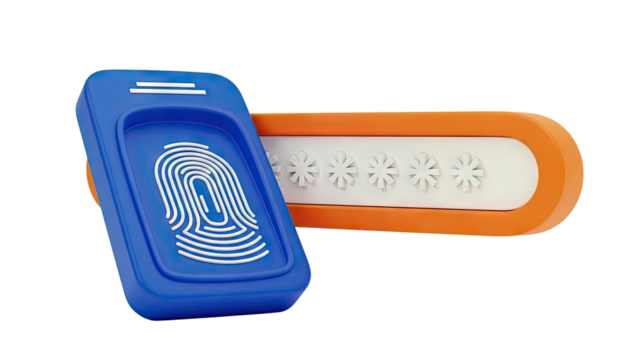 3D Illustration: Fingerprint Scanner and Password Input - Powered by Adobe