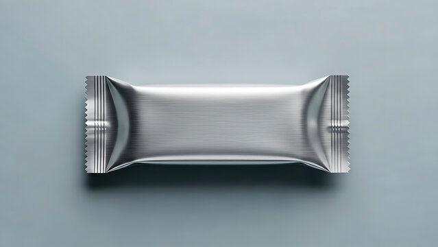 Silver foil wrapper for snack bar or candy with crimped edges