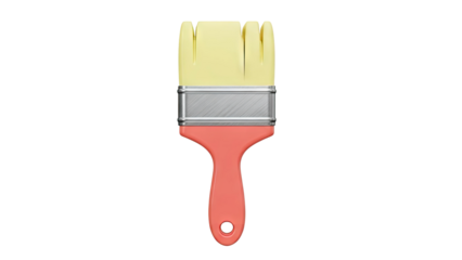 3D Render of a Yellow Paint Brush with Coral Handle