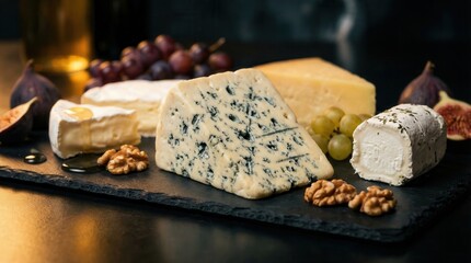 Gourmet Cheese Platter with Assorted Cheeses, Fruits, and Nuts.