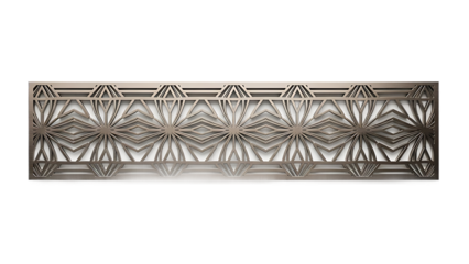 Intricately designed metal panel with floral pattern isolated on transparent background