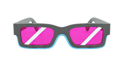 Stylized Sunglasses with Pink Lenses and Blue Rim