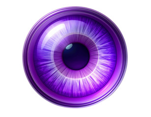 Vibrant purple eye isolated on transparent background isolated on transparent background