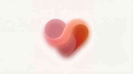 Fototapeta premium Soft Pink and Orange Heart Shape on White Background for Design Use