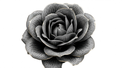 Silver flower with a black center. isolated illustration on transparent background