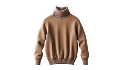 Brown Ribbed Turtleneck Sweater
