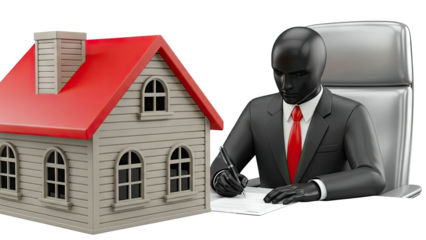 Real Estate Agent Signing Contract with House Model