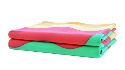 Folded Blanket with Wavy Red, Yellow, and Green Pattern