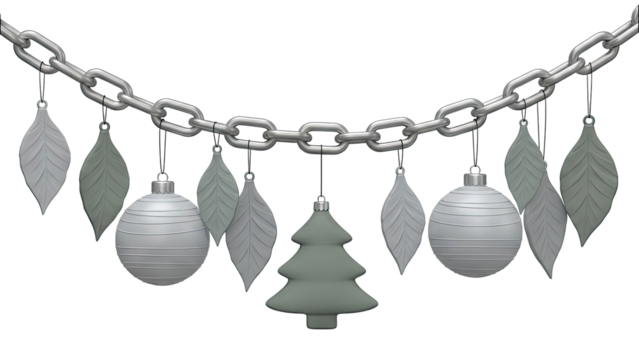 Christmas Ornaments Hanging on a Metal Chain - Powered by Adobe
