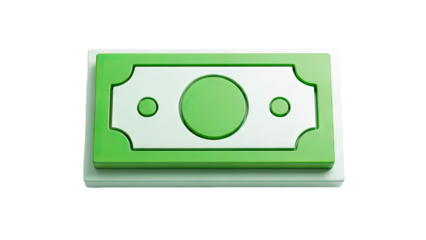 3D Render of Green Paper Money Icon